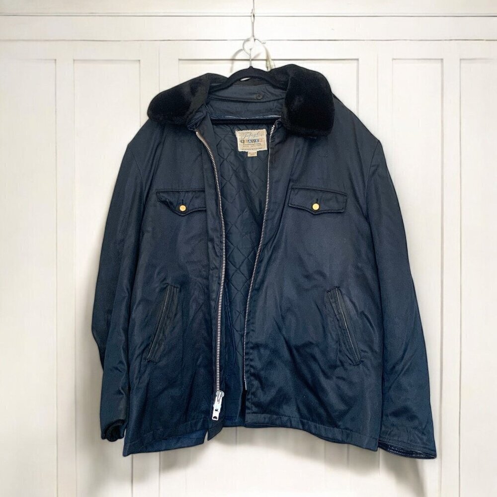 Vtg 80s Men's Tufnyl By Blauer Police Security Bomber Jacket & Liner Black 56l